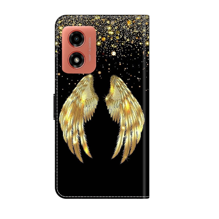 For Motorola Moto G Play 2024 Crystal 3D Shockproof Protective Leather Phone Case(Golden Wings) - Motorola Cases by buy2fix | Online Shopping UK | buy2fix