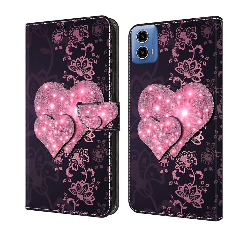 For Motorola Moto G24 Crystal 3D Shockproof Protective Leather Phone Case(Lace Love) - Motorola Cases by buy2fix | Online Shopping UK | buy2fix