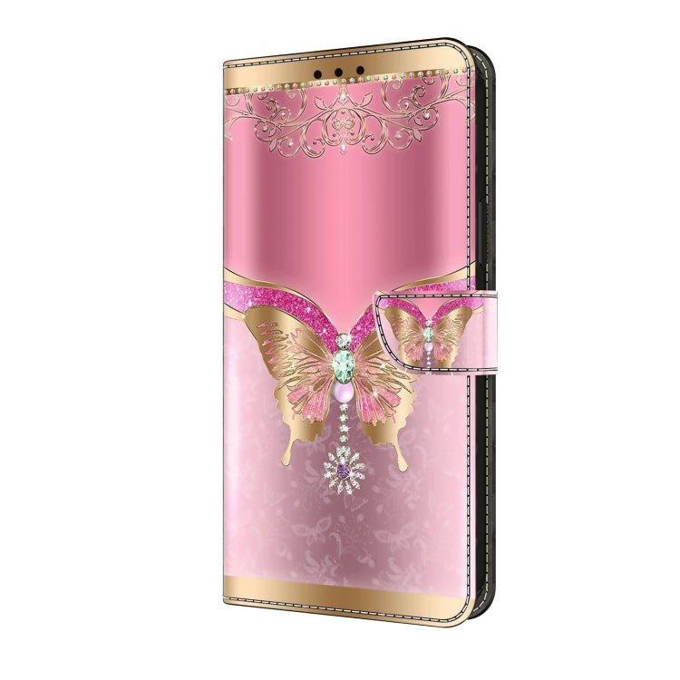 For Motorola Moto G04 Crystal 3D Shockproof Protective Leather Phone Case(Pink Bottom Butterfly) - Motorola Cases by buy2fix | Online Shopping UK | buy2fix