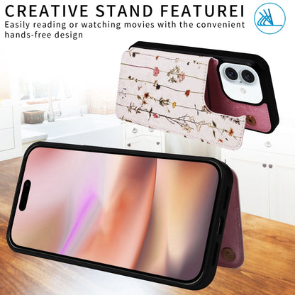 For iPhone 16 Plus Printed Double Buckle RFID Anti-theft Phone Case(Dried Flower World) - iPhone 16 Plus Cases by buy2fix | Online Shopping UK | buy2fix