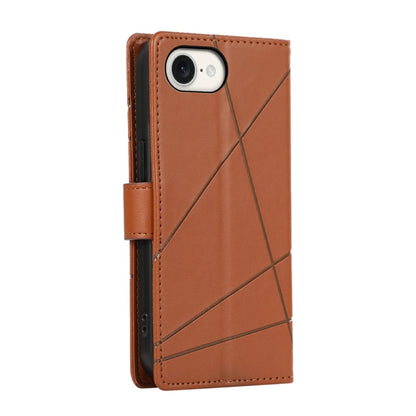 For iPhone SE 2024 PU Genuine Leather Texture Embossed Line Phone Case(Brown) - More iPhone Cases by buy2fix | Online Shopping UK | buy2fix