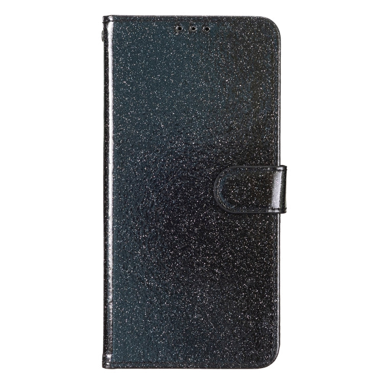 For Motorola Edge 2024 Glitter Powder Flip Leather Phone Case(Black) - Motorola Cases by buy2fix | Online Shopping UK | buy2fix