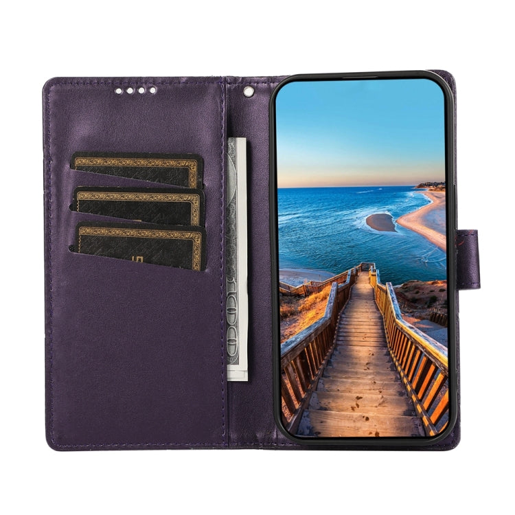 For Xiaomi 14 Pro PU Genuine Leather Texture Embossed Line Phone Case(Purple) - 14 Pro Cases by buy2fix | Online Shopping UK | buy2fix