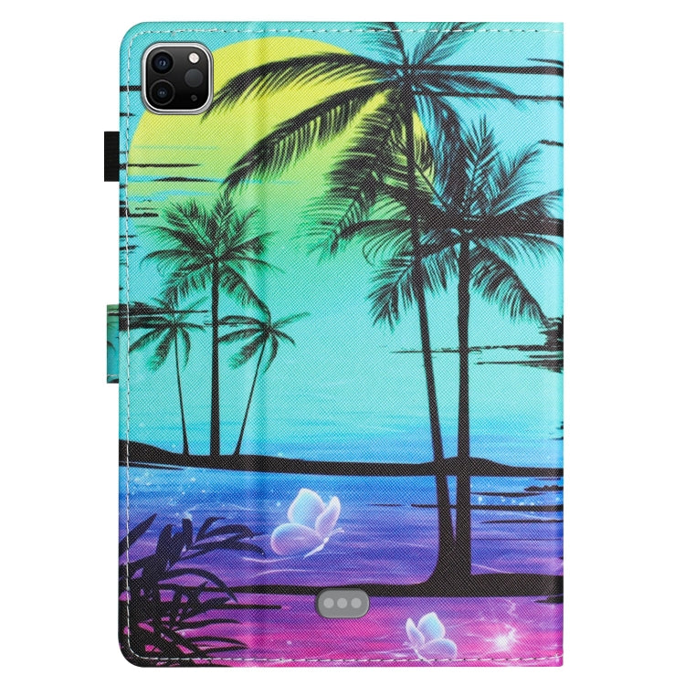 For iPad Pro 11 2024 Colored Drawing Stitching Leather Tablet Smart Case(Coconut Tree) - iPad Pro 11 2024 Cases by buy2fix | Online Shopping UK | buy2fix