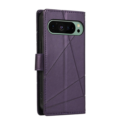 For Google Pixel 9 PU Genuine Leather Texture Embossed Line Phone Case(Purple) - Google Cases by buy2fix | Online Shopping UK | buy2fix