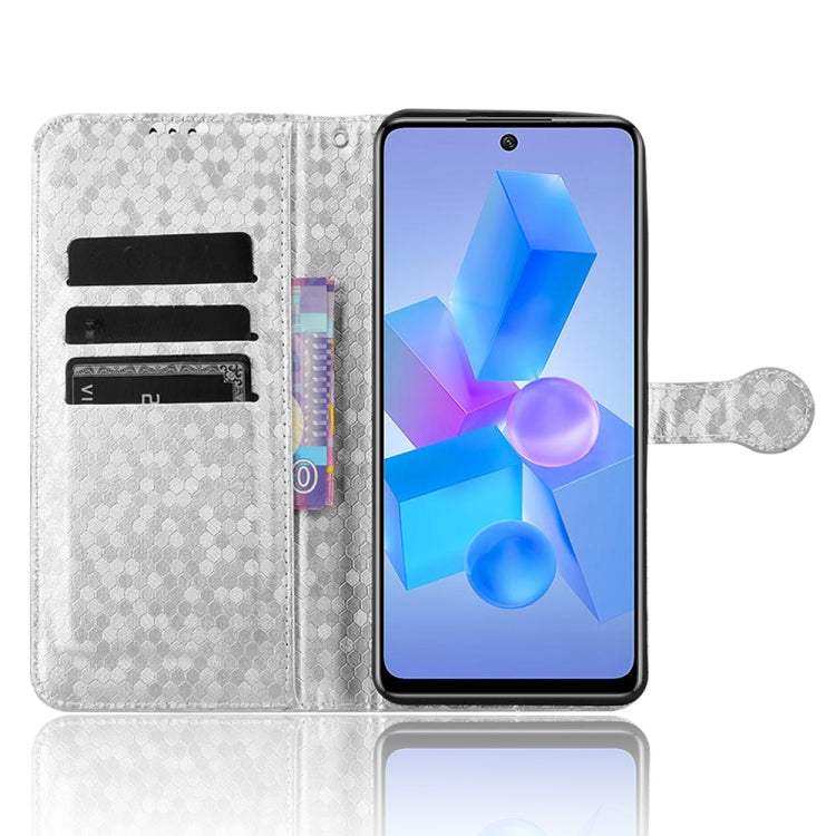 For Infinix Hot 40 / Hot 40 Pro 4G 2024 Honeycomb Dot Texture Leather Phone Case(Silver) - Infinix Cases by buy2fix | Online Shopping UK | buy2fix