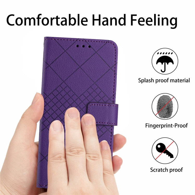 For Honor 200 Lite Rhombic Grid Texture Leather Phone Case(Purple) - Honor Cases by buy2fix | Online Shopping UK | buy2fix