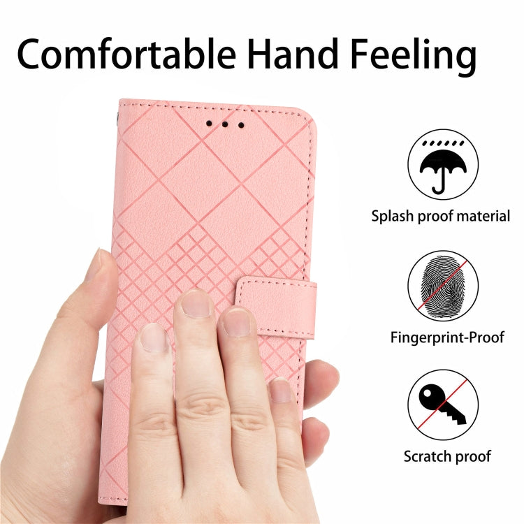 For Google Pixel 9 Pro Rhombic Grid Texture Leather Phone Case(Pink) - Google Cases by buy2fix | Online Shopping UK | buy2fix