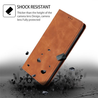 For Motorola Moto G Play 4G 2024 Skin Feel Magnetic Leather Phone Case(Light Brown) - Motorola Cases by buy2fix | Online Shopping UK | buy2fix