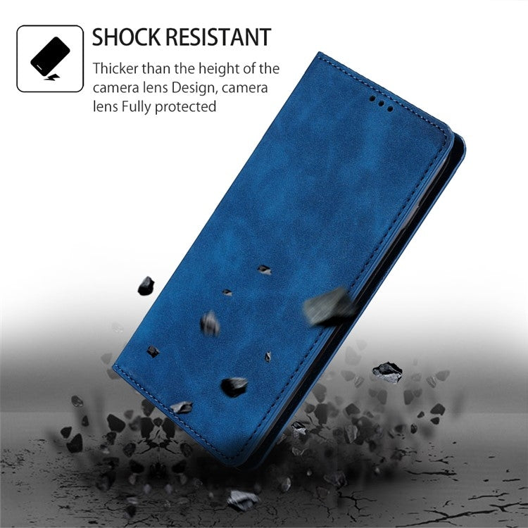 For Motorola Edge 5G 2024 Skin Feel Magnetic Leather Phone Case(Blue) - Motorola Cases by buy2fix | Online Shopping UK | buy2fix