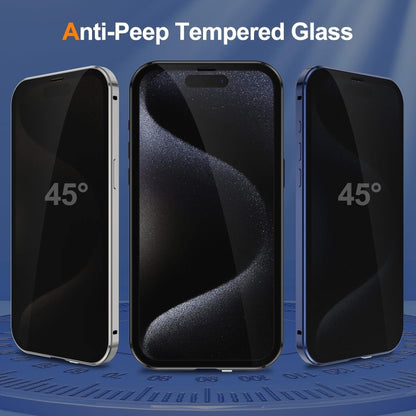 For iPhone 16 Pro Anti-peeping Magnetic Double-sided Tempered Glass Phone Case(Silver) - iPhone 16 Pro Cases by buy2fix | Online Shopping UK | buy2fix