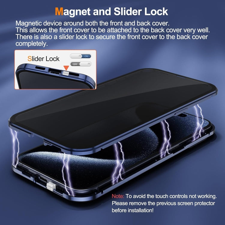 For iPhone 16 Pro Anti-peeping Magnetic Double-sided Tempered Glass Phone Case(Grey) - iPhone 16 Pro Cases by buy2fix | Online Shopping UK | buy2fix