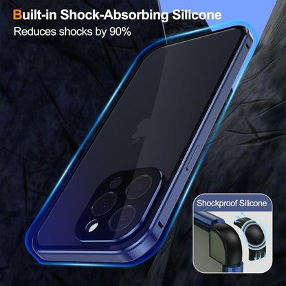 For iPhone 16 Pro Anti-peeping Magnetic Double-sided Tempered Glass Phone Case(Silver) - iPhone 16 Pro Cases by buy2fix | Online Shopping UK | buy2fix