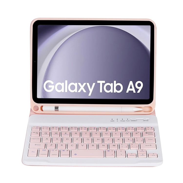 For Samsung Galaxy Tab A9 X110/X115 A221B Candy Color TPU Bluetooth Keyboard Leather Tablet Case with Pen Holder(Pink) - Samsung Keyboard by buy2fix | Online Shopping UK | buy2fix