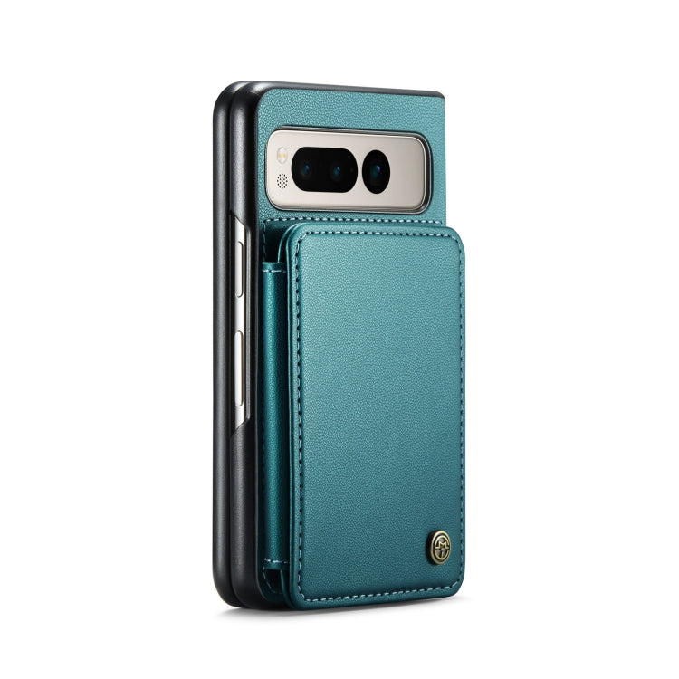 For Google Pixel Fold CaseMe C22 PC+TPU Business Style RFID Anti-theft Leather Phone Case(Blue Green) - Google Cases by CaseMe | Online Shopping UK | buy2fix