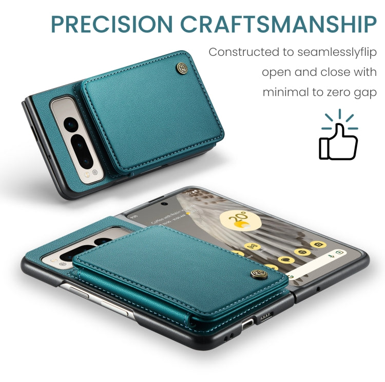 For Google Pixel Fold CaseMe C22 PC+TPU Business Style RFID Anti-theft Leather Phone Case(Blue Green) - Google Cases by CaseMe | Online Shopping UK | buy2fix