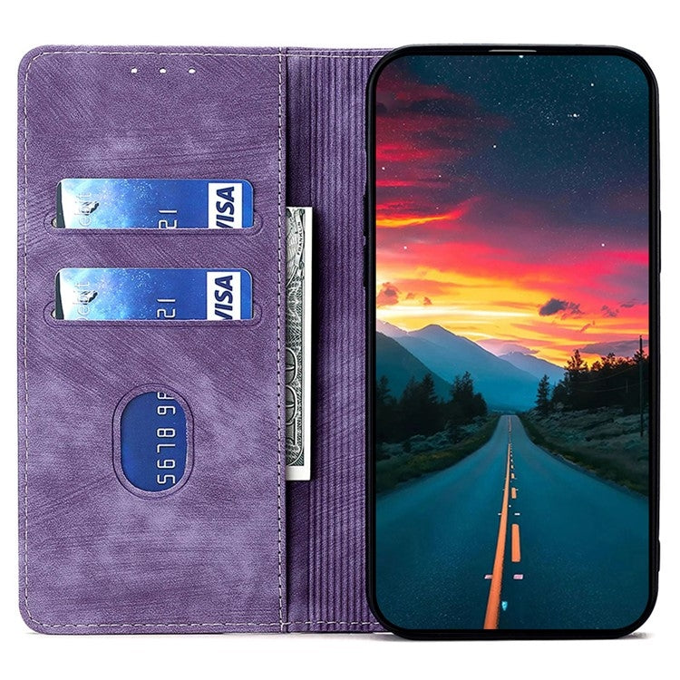 For Motorola Moto G Play 4G 2024 RFID Anti-theft Brush Magnetic Leather Phone Case(Purple) - Motorola Cases by buy2fix | Online Shopping UK | buy2fix