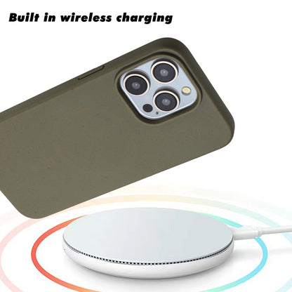 For iPhone 12 Pro Wheat MagSafe Magnetic Straw Material + TPU Phone Case(Army Green) - iPhone 12 / 12 Pro Cases by buy2fix | Online Shopping UK | buy2fix