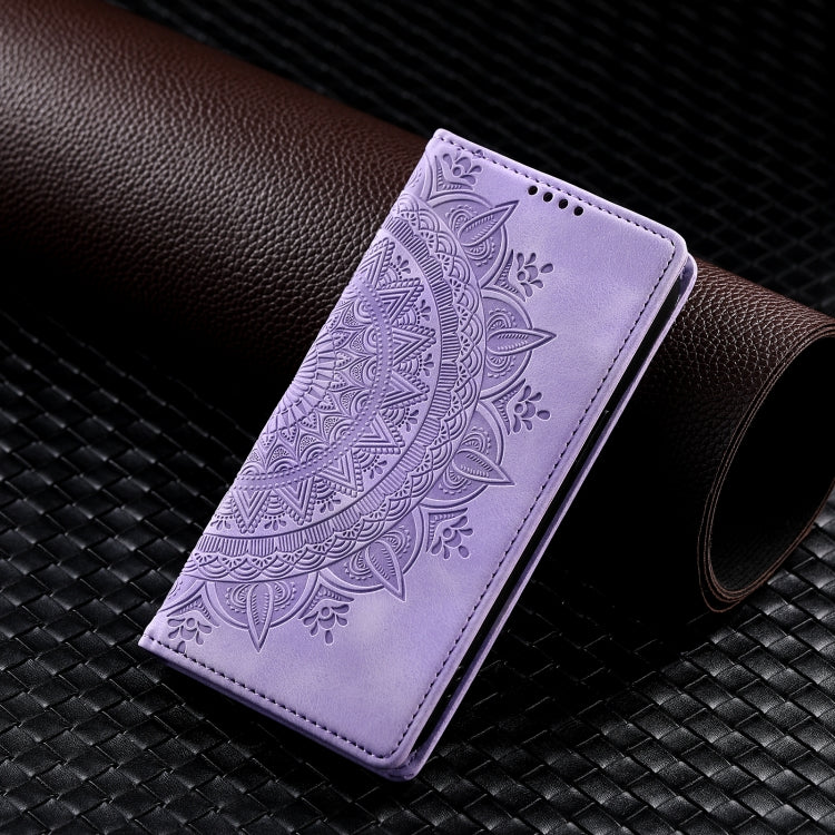 For iPhone 16 Plus Totem Embossed Magnetic Leather Phone Case(Purple) - iPhone 16 Plus Cases by buy2fix | Online Shopping UK | buy2fix