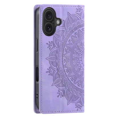 For iPhone 16 Plus Totem Embossed Magnetic Leather Phone Case(Purple) - iPhone 16 Plus Cases by buy2fix | Online Shopping UK | buy2fix