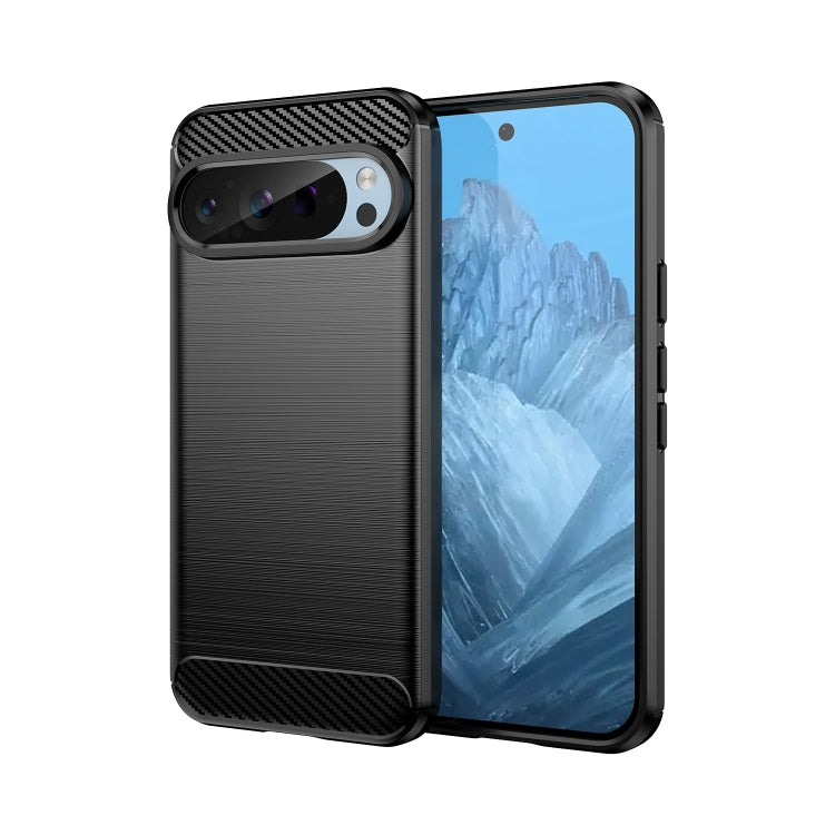 For Google Pixel 9 Carbon Fiber Brushed Texture TPU Phone Case(Black) - Google Cases by buy2fix | Online Shopping UK | buy2fix