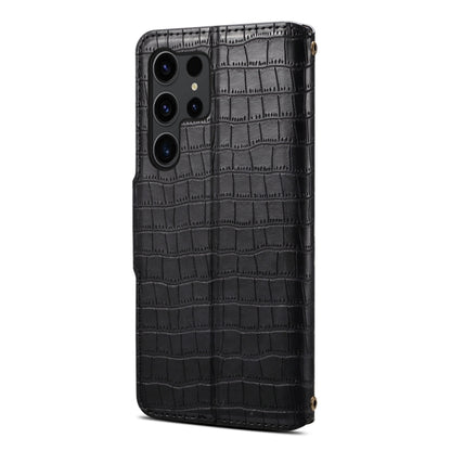 For Samsung Galaxy S24 Ultra 5G Denior Crocodile Texture Oil Edge Leather Phone Case(Black) - Galaxy S24 Ultra 5G Cases by Denior | Online Shopping UK | buy2fix