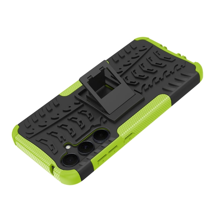 For Samsung Galaxy A35 5G Tire Texture TPU + PC Phone Case with Holder(Green) - Galaxy Phone Cases by buy2fix | Online Shopping UK | buy2fix