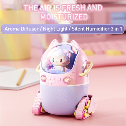 MJ066 220ML Portable Desktop Cute Cartoon Tank Car Air Humidifier with LED Lights, Model:Rechargeable(Pink) - Air Purifiers & Accessories by buy2fix | Online Shopping UK | buy2fix