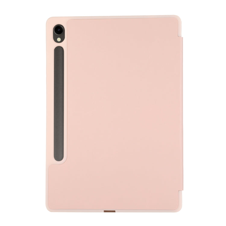 For Samsung Galaxy Tab S9 FE 3-Fold Pure Color TPU Leather Tablet Case with Pen Slot(Pink) - Galaxy Tab S9 FE by buy2fix | Online Shopping UK | buy2fix