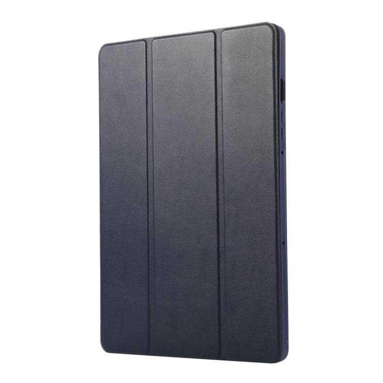 For Samsung Galaxy Tab S9 3-Fold Pure Color TPU Leather Tablet Case with Pen Slot(Dark Blue) - Galaxy Tab S9 Cases by buy2fix | Online Shopping UK | buy2fix