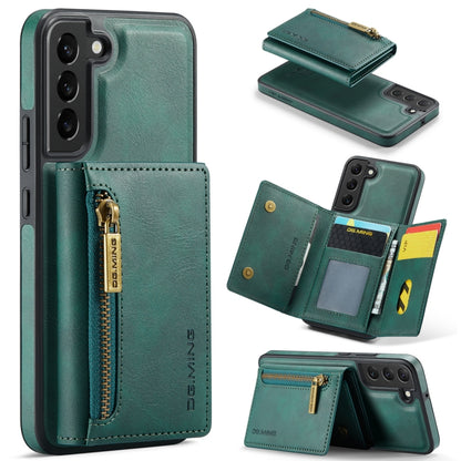 For Samsung Galaxy S22+ DG.MING M5 Series Zip RFID Multi Card Detachable Leather Phone Case(Green) - Galaxy S22+ 5G Cases by DG.MING | Online Shopping UK | buy2fix