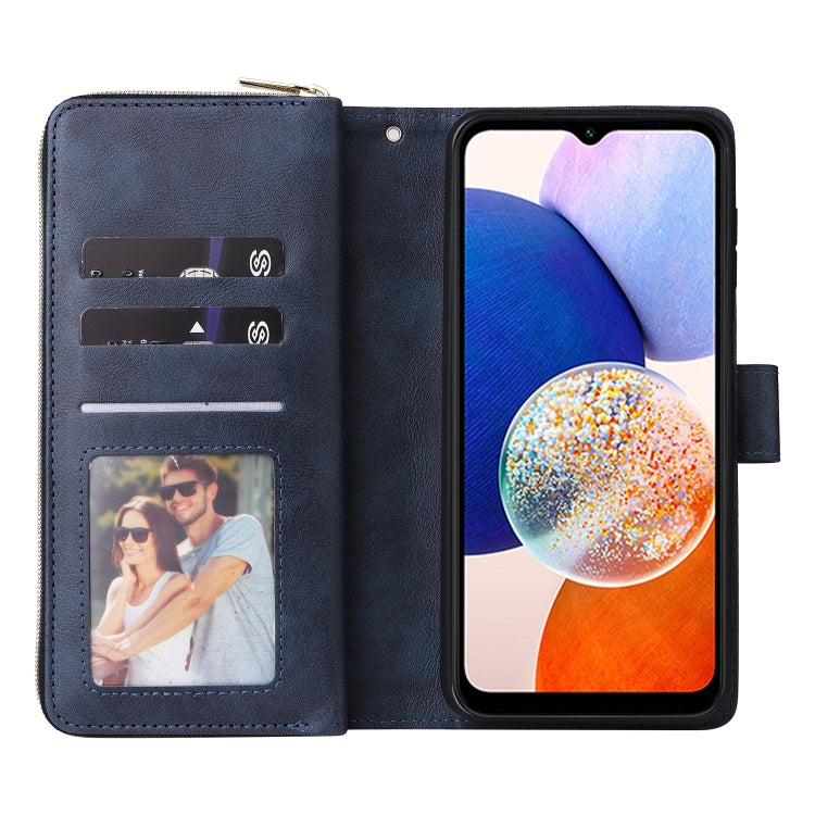 For Samsung Galaxy A15 5G 9-Card Slots Zipper Wallet Bag Leather Phone Case(Blue) - Galaxy Phone Cases by buy2fix | Online Shopping UK | buy2fix