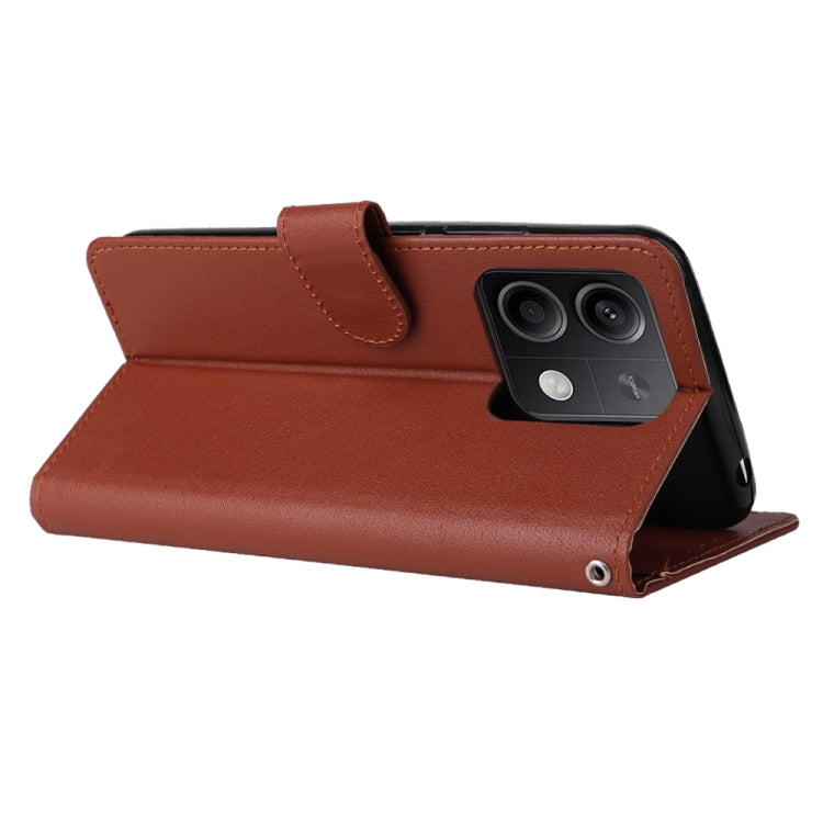 For Xiaomi Redmi Note 13 5G Multifunctional Horizontal Flip Leather Phone Case with Three Card Slot(Brown) - Note 13 Cases by buy2fix | Online Shopping UK | buy2fix