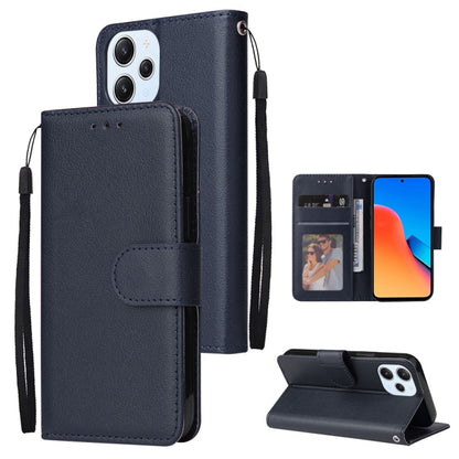 For Xiaomi Redmi 12 4G/5G/Note 12R Multifunctional Horizontal Flip Leather Phone Case with Three Card Slot(Blue) - Xiaomi Cases by buy2fix | Online Shopping UK | buy2fix