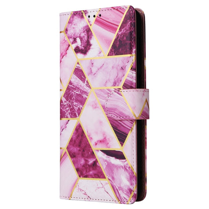 For Samsung Galaxy S24+ 5G Marble Bronzing Stitching Leather Phone Case(Purple) - Galaxy S24+ 5G Cases by buy2fix | Online Shopping UK | buy2fix