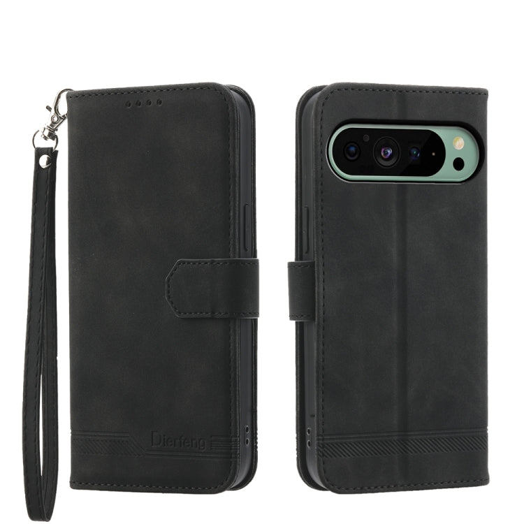 For Google Pixel 9 Dierfeng Dream Line TPU + PU Leather Phone Case(Black) - Google Cases by buy2fix | Online Shopping UK | buy2fix