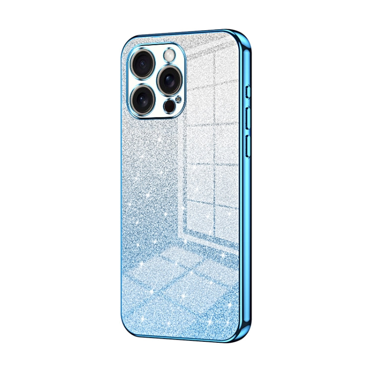 For iPhone 16 Pro Max Gradient Glitter Powder Electroplated Phone Case(Blue) - iPhone 16 Pro Max Cases by buy2fix | Online Shopping UK | buy2fix