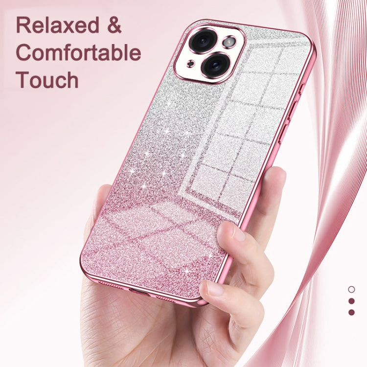 For iPhone 16 Gradient Glitter Powder Electroplated Phone Case(Purple) - iPhone 16 Cases by buy2fix | Online Shopping UK | buy2fix