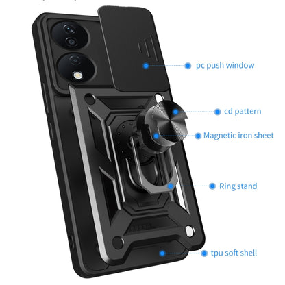 For Honor X7b Sliding Camera Cover Design TPU+PC Phone Case(Blue) - Honor Cases by buy2fix | Online Shopping UK | buy2fix