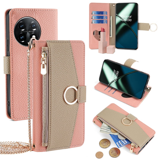 For OnePlus 11 Crossbody Litchi Texture Leather Phone Case(Pink) - OnePlus Cases by buy2fix | Online Shopping UK | buy2fix