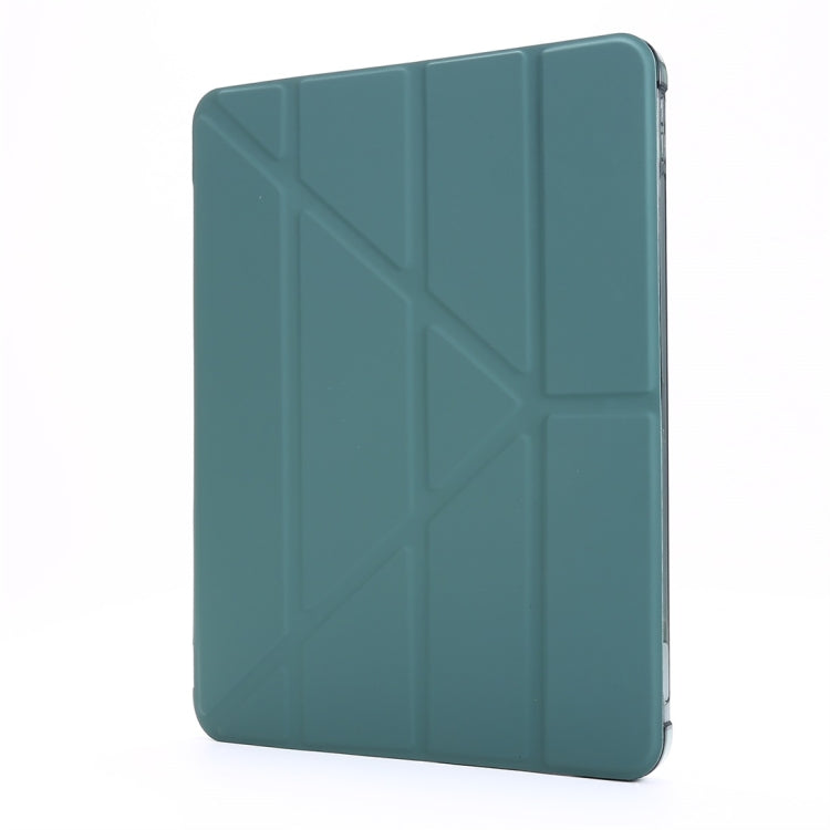 For iPad Air 13 2024 / Pro 12.9 2022 / 2021 Multi-folding TPU Leather Tablet Case with Holder & Pen Slot(Deep Green) - iPad Pro 12.9 (2018) Cases by buy2fix | Online Shopping UK | buy2fix