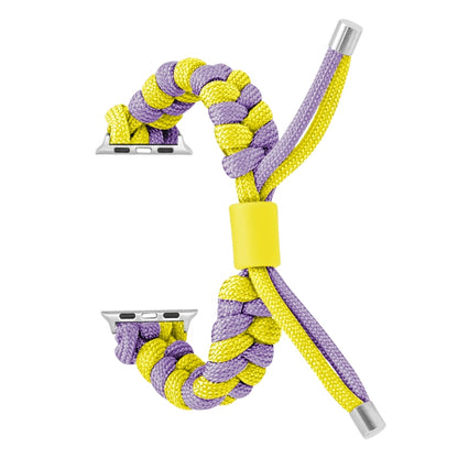 For Apple Watch Ultra 2 49mm Paracord Fishtail Braided Silicone Bead Watch Band(Purple Yellow) - Watch Bands by buy2fix | Online Shopping UK | buy2fix