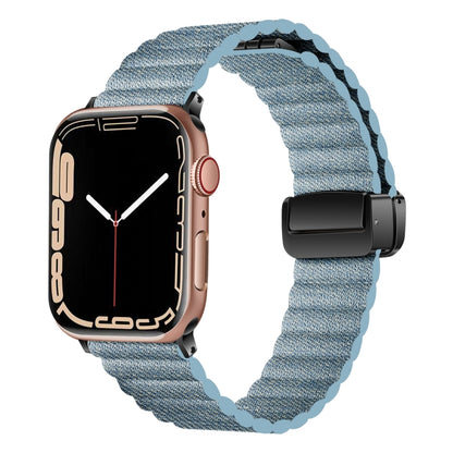 For Apple Watch SE 2022 40mm Water Ripple Magnetic Folding Buckle Watch Band, Style: Bold Version(Denim Blue) - Watch Bands by buy2fix | Online Shopping UK | buy2fix