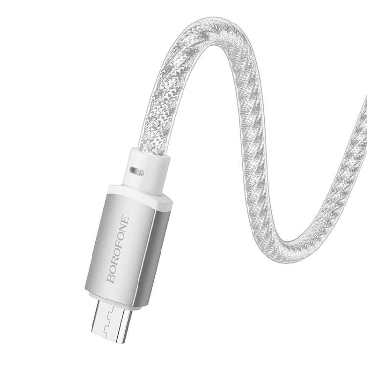 hoco BX95 Vivid 2.4A USB to Micro USB Silicone Charging Data Cable(Silver) - Micro USB Cable by hoco | Online Shopping UK | buy2fix