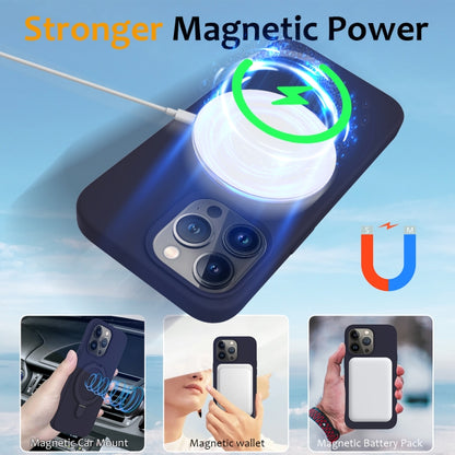 For iPhone 12 Pro Max MagSafe Magnetic Liquid Silicone Phone Case with Ring Holder(Midnight Blue) - iPhone 12 Pro Max Cases by buy2fix | Online Shopping UK | buy2fix