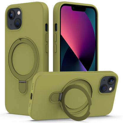 For iPhone 13 MagSafe Magnetic Liquid Silicone Phone Case with Ring Holder(Willow Green) - iPhone 13 Cases by buy2fix | Online Shopping UK | buy2fix