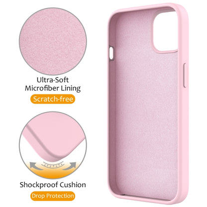 For iPhone 14 Plus MagSafe Magnetic Liquid Silicone Phone Case with Ring Holder(Grey Pink) - iPhone 14 Plus Cases by buy2fix | Online Shopping UK | buy2fix