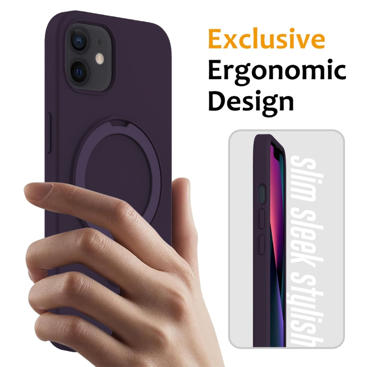 For iPhone 11 Liquid Silicone MagSafe Magnetic Phone Case with Ring Holder(Purple) - iPhone 11 Cases by buy2fix | Online Shopping UK | buy2fix