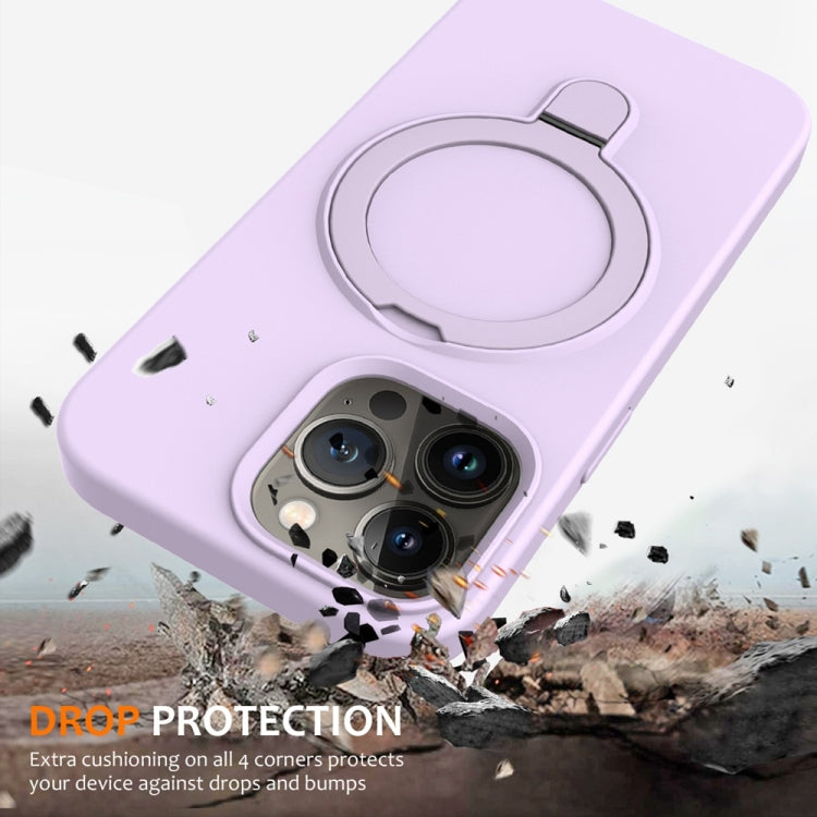 For iPhone 16 Pro Liquid Silicone MagSafe Magnetic Phone Case with Ring Holder(Lilac Purple) - iPhone 16 Pro Cases by buy2fix | Online Shopping UK | buy2fix