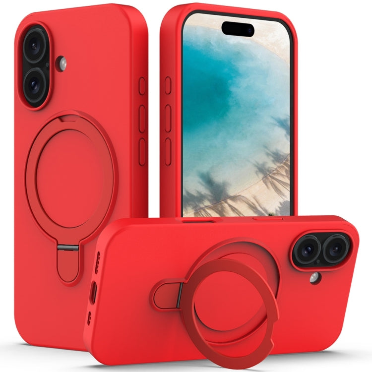 For iPhone 16 Plus Liquid Silicone MagSafe Magnetic Phone Case with Ring Holder(Red) - iPhone 16 Plus Cases by buy2fix | Online Shopping UK | buy2fix